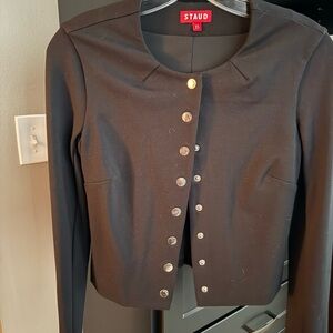 STAUD Black Button-Up Blazer